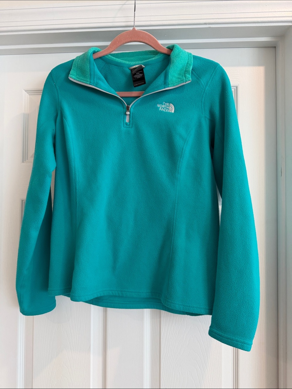 The North Face Teal Quarter-Zip Turtleneck Fleece Pullover